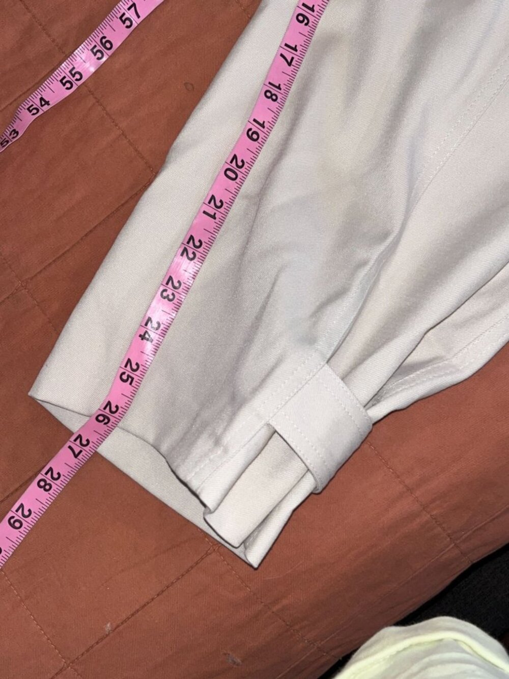Reiss Beige Cropped Pants With Button Detail & Adjustable Hem Size 14 - Picture 9 of 11